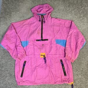 VINTAGE Helly Hansen Jacket Womens XL Pink Ski Parka Colorblock Pullover Coat